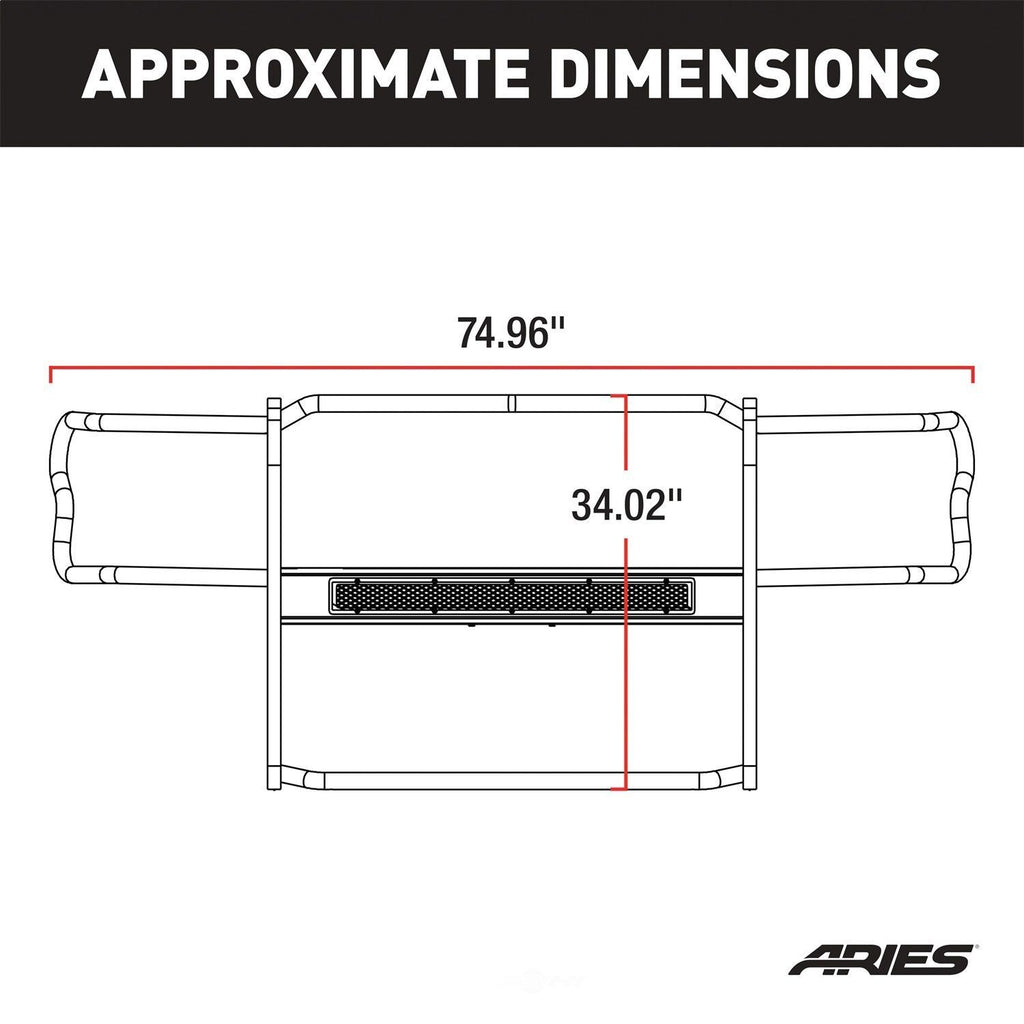 ARIES P2068 Pro Series Black Steel Grille Guard, No-Drill P2068 fits Toyota Tacoma