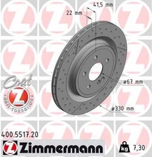 Load image into Gallery viewer, Zimmermann Coated Brake Disc 400.5517.20 fits 2014-2019 Mercedes-Benz CLA45 Amg / 2015-2020 Mercedes-Benz GLA45 Amg / 2012-2020 Mercedes-Benz SLC43 Amg / 2012-2016 Mercedes-Benz SLK55 Amg