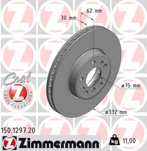 Zimmermann Coated Brake Disc 1297 fits 2000-2001 BMW X5