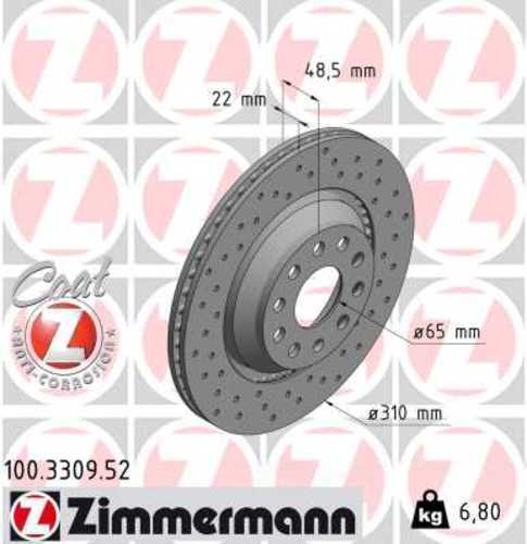 Zimmermann Brake Disc 100.3309.52 fits 2006-2024 Audi / Volkswagen
