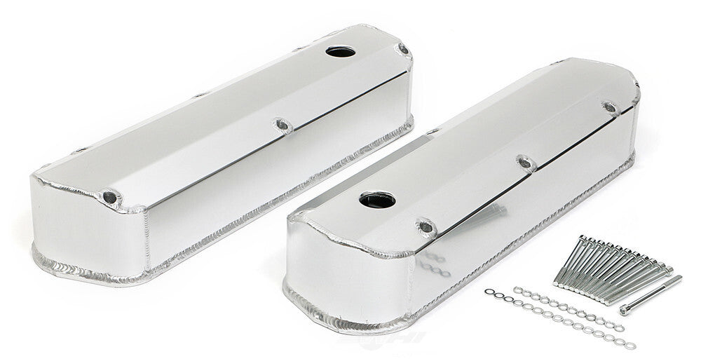 Hamburger's Performance FABRICATED ALUMINUM VALVE COVERS BRUSHED WITH HOLE 1040 fits Ford SB