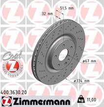 Load image into Gallery viewer, Zimmermann Coated Brake Disc 3630 fits 1999-2002 Mercedes-Benz SL500 / SL600