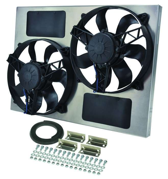 Derale Powerpack - High Output Dual 11" Electric RAD Fan/Aluminum Shroud Kit 16833