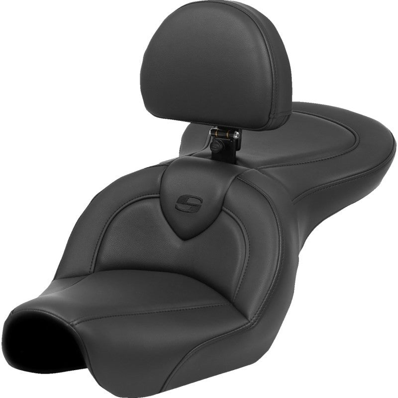 Saddlemen Roadsofa™ Seat - Black Stitch - with Backrest 804-04-187BR fits 2004-2005 Harley-Davidson FXD