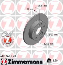 Load image into Gallery viewer, Zimmermann Coated Brake Disc 1402 fits 1984-1989 Mercedes-Benz 190D / 190E