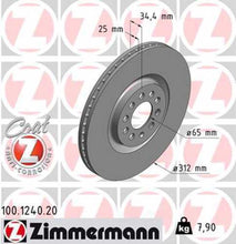 Load image into Gallery viewer, Zimmermann Coated Brake Disc 1240 fits 2000-2006 Audi TT / 2000-2006 Audi TT Quattro / 2002-2006 Volkswagen Golf GTI 1.8T / 2003 Volkswagen Golf GTI 20TH Anniversary / 2002-2005 Volkswagen Jetta Gli