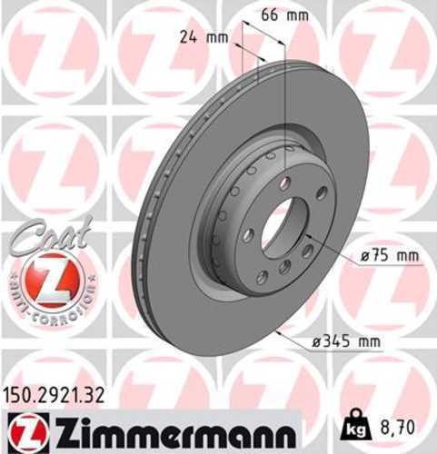 Zimmermann Brake Disc 150.2921.32 fits 2012-2021 BMW 228I / 228I xDrive / 230I / 230I xDrive / 320I / 328I / 428I / M235I
