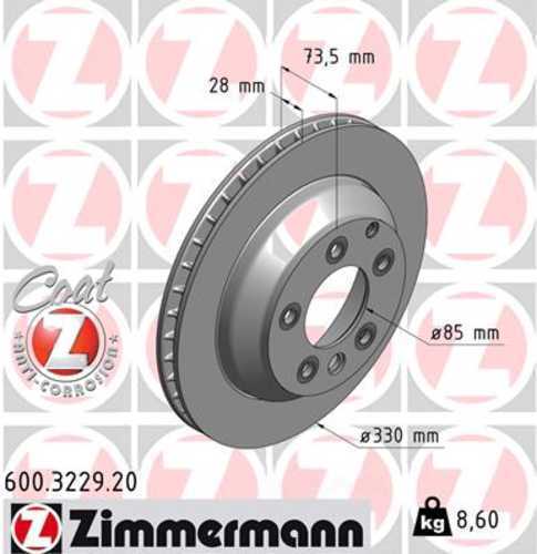 Zimmermann Coated Brake Disc 3229 fits 2007-2015 Audi Q7 / 2003-2018 Porsche Cayenne / 2013-2016 Porsche Cayenne Diesel / 2005-2018 Porsche Cayenne S / 2004-2017 Volkswagen Touareg