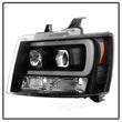 Load image into Gallery viewer, Spyder Auto (Spyder Signature) Projector Headlights - Version 2 - Light Bar DRL - Black 5082565 fits 2007-2013 Chevrolet Avalanche / 2007-2014 Chevrolet Suburban 1500 / 2007-2013 Chevrolet Suburban 2500 / 2007-2014 Chevrolet Tahoe