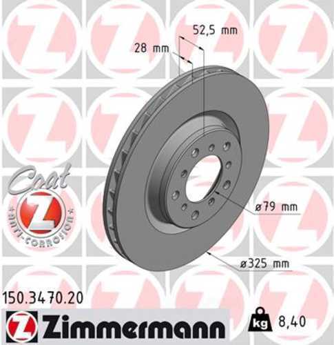 Zimmermann Coated Brake Disc 3470 fits 2001-2006 BMW M3