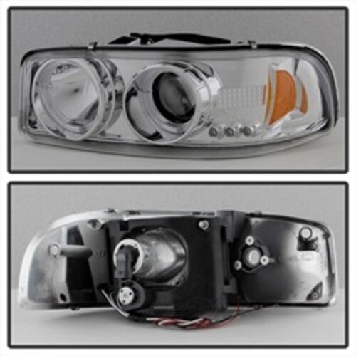 Spyder Auto (Spyder Signature) Projector Headlights - LED Halo - Chrome 5009364 fits 1999-2007 GMC Sierra 1500 / 1999-2004 GMC Sierra 2500 / 2001-2006 GMC Sierra 2500 Hd / 2001-2006 GMC Sierra 3500 / 2000-2006 GMC Yukon / 2000-2006 GMC Yukon Xl 1500