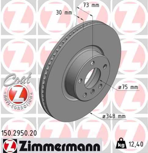Zimmermann Coated Brake Disc 2950 fits 2016-2018 BMW X4
