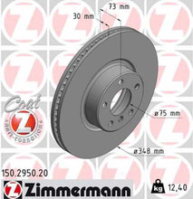 Load image into Gallery viewer, Zimmermann Coated Brake Disc 2950 fits 2016-2018 BMW X4