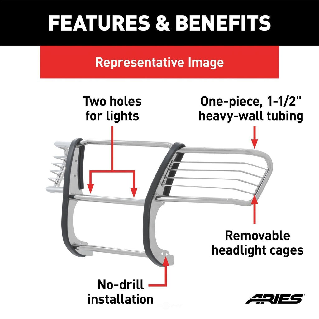 ARIES Polished Stainless Grille Guard 5058-2 fits Dodge Ram 1500