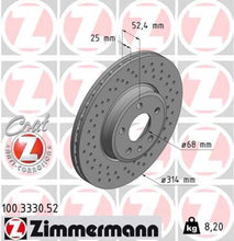 Load image into Gallery viewer, Zimmermann Brake Disc 100.3330.52 fits 2017-2024 Audi A4 / A4 Quattro / A5 Sportback