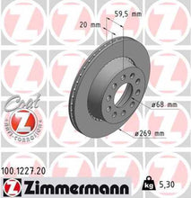 Load image into Gallery viewer, Zimmermann Coated Brake Disc 1227 fits 1992-1994 Audi S4 / 1995 Audi S6 / 1990-1994 Audi V8 Quattro