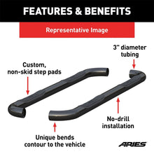 Load image into Gallery viewer, ARIES 3" Round Black Steel Side Bars 35700 fits Jeep Wrangler JK Unlimited