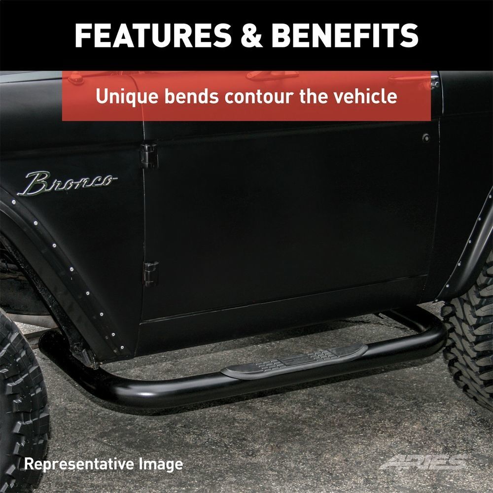 ARIES 3" Round Black Steel Side Bars 203014 fits Ford F-250, F-350 Super Duty