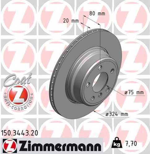 Zimmermann Coated Brake Disc 3443 fits 2002-2006 BMW X5