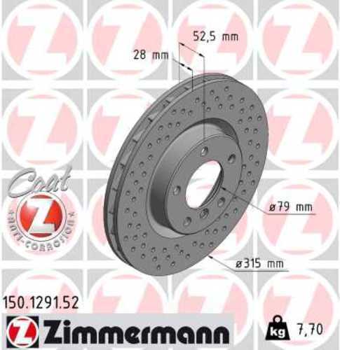 Zimmermann Brake Disc 1291 fits 1995-2002 BMW M3 / 1995-2002 BMW Z3