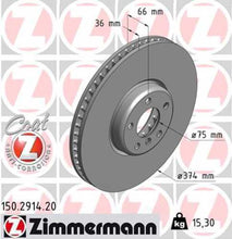 Load image into Gallery viewer, Zimmermann Coated Brake Disc 2914 fits 2010-2019 BMW 760LI / 2011-2019 BMW Alpina B6 xDrive Gran COUPE / 2011-2015 BMW Alpina B7 / 2011-2015 BMW Alpina B7 xDrive