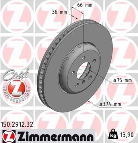Zimmermann Brake Disc 150.2912.32 fits 2009-2017 BMW 550I GT / 550I GT xDrive / 750I / 750I xDrive / 750LI / 750LI xDrive / 550I