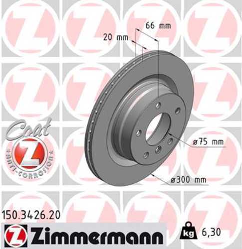 Zimmermann Coated Brake Disc 3426 fits 2006-2013 BMW 325I / 328I
