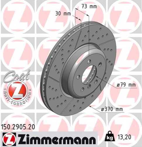 Zimmermann Coated Brake Disc 150.2905.20 fits 2012-2021 BMW 228I / 228I xDrive / 230I / 230I xDrive / 335I / 335I GT xDrive / 335I xDrive / 340I