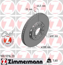 Load image into Gallery viewer, Zimmermann Coated Brake Disc 1216 fits 1992-2009 Audi / Volkswagen