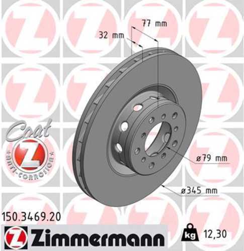 Zimmermann Coated Brake Disc 3469 fits 2000-2003 BMW M5