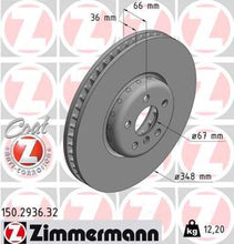 Load image into Gallery viewer, Zimmermann Brake Disc 150.2936.32 fits 2016-2025 BMW 430I Gran COUPE / 430I xDrive Gran COUPE / I4 / M440I Gran COUPE / M440I xDrive Gran COUPE / 230I xDrive / 330I / 330I xDrive
