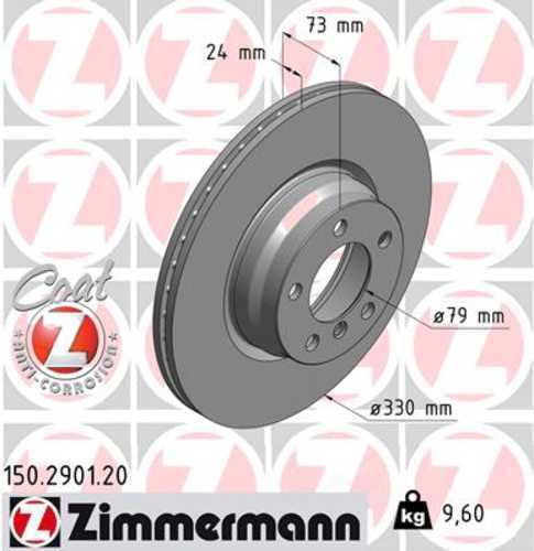 Zimmermann Coated Brake Disc 2901 fits 2012-2015 BMW 228I / 2012-2016 BMW 328I / 2013-2016 BMW 328I GT xDrive / 2013-2015 BMW 328I xDrive / 2016-2018 BMW 330E