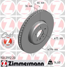 Load image into Gallery viewer, Zimmermann Coated Brake Disc 2912 fits 2009-2017 BMW 550I / 550I GT / 550I GT xDrive / 750I / 750I xDrive / 750LI / 750LI xDrive
