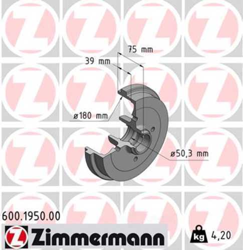 Zimmermann Brake Drum fits 1985-1993 Volkswagen Cabriolet / 1985-1992 Volkswagen Golf / 1987-1992 Volkswagen Jetta