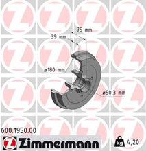 Load image into Gallery viewer, Zimmermann Brake Drum fits 1985-1993 Volkswagen Cabriolet / 1985-1992 Volkswagen Golf / 1987-1992 Volkswagen Jetta