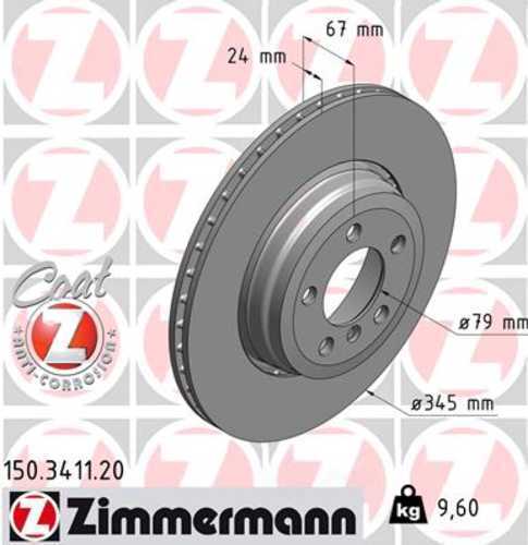 Zimmermann Coated Brake Disc 3411 fits 2002-2005 BMW 745I / 745LI / 2004-2005 BMW 760I / 2003-2005 BMW 760LI