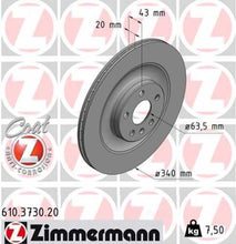 Load image into Gallery viewer, Zimmermann Coated Brake Disc 3730 fits 2022-2024 Volvo C40 Recharge / 2021-2024 Volvo XC40 Recharge / 2016-2025 Volvo XC90