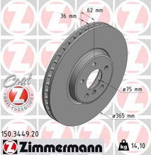 Load image into Gallery viewer, Zimmermann Coated Brake Disc 3449 fits 2011-2018 BMW X5 / 2008-2019 BMW X6