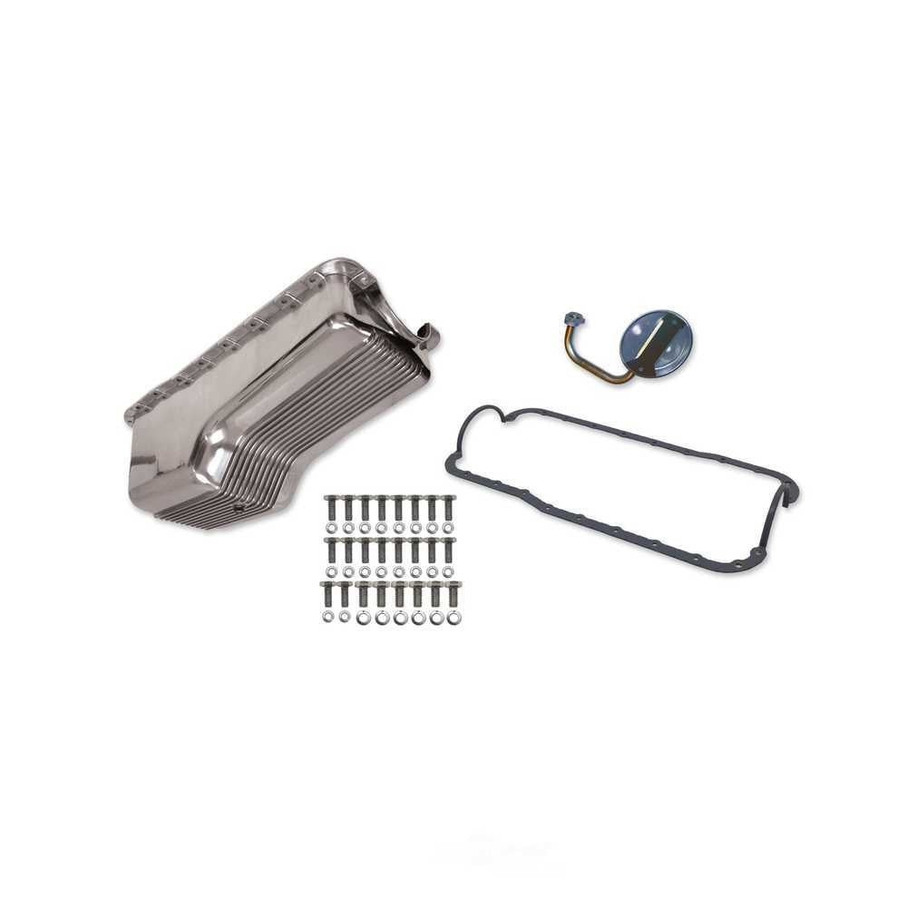 Weiand Finned Aluminum Oil Pan Kit 4QT - Polished Finish 6524FWND fits 1965-1987 Ford Small Block