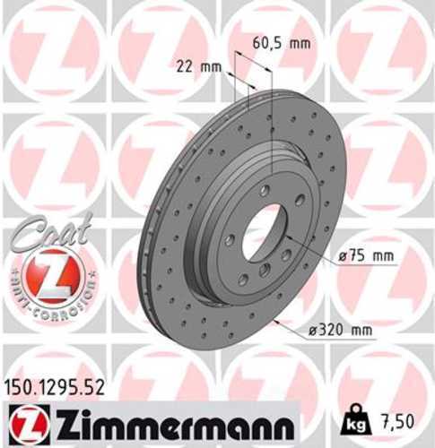 Zimmermann Brake Disc 1295 fits 2001-2006 BMW 330CI / 2001-2006 BMW 330I / 2001-2006 BMW 330XI