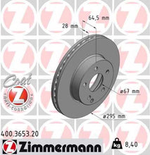 Load image into Gallery viewer, Zimmermann Coated Brake Disc 3653 fits 2012-2015 Mercedes-Benz C250 / 2008-2012 Mercedes-Benz C300 / 2014-2016 Mercedes-Benz E250 / 2012-2015 Mercedes-Benz SLK250