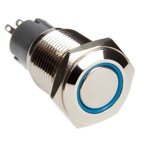 Race Sport 16mm LED 2-Position On/Off Switch (Blue) - Chrome Finish RS-2P16MM-LEDB