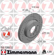 Load image into Gallery viewer, Zimmermann Brake Disc 1288 fits 1999-2000 BMW 328I / 2000 BMW 323CI / 2000 BMW 323I / 2001-2002 BMW 3 Series / 2001-2005 BMW 325I / 2001-2005 BMW 325XI / 2001-2006 BMW 325CI