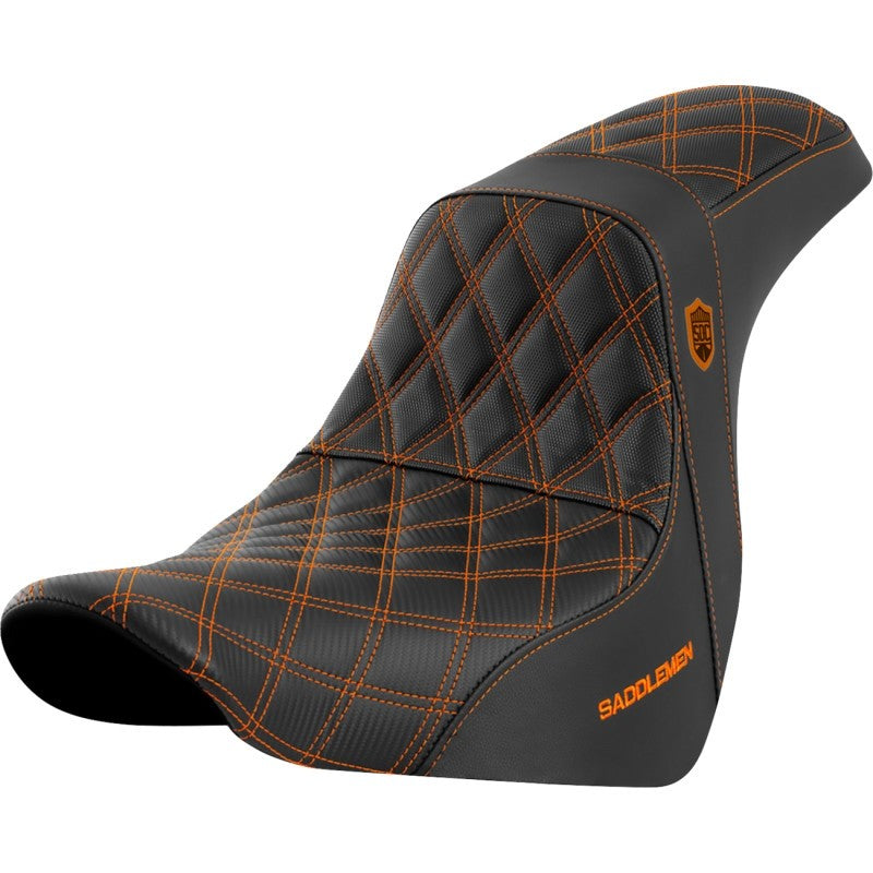 Saddlemen Pro Series SDC Performance Seat - without Backrest - Orange Stitch SC81829ORA fits 2018-2020 Harley-Davidson FL / FX