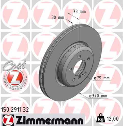 Zimmermann Brake Disc 150.2911.32 fits 2012-2015 BMW 335I / 2013-2015 BMW 335I xDrive / 2014-2016 BMW 335I GT xDrive / 2014-2016 BMW 435I / 2015-2016 BMW 435I Gran COUPE / 2016-2018 BMW 340I / 2016-2018 BMW 340I xDrive / 2017-2019 BMW 340I GT xDrive