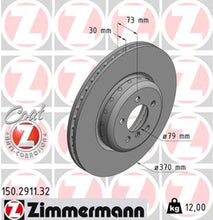Load image into Gallery viewer, Zimmermann Brake Disc 150.2911.32 fits 2012-2015 BMW 335I / 2013-2015 BMW 335I xDrive / 2014-2016 BMW 335I GT xDrive / 2014-2016 BMW 435I / 2015-2016 BMW 435I Gran COUPE / 2016-2018 BMW 340I / 2016-2018 BMW 340I xDrive / 2017-2019 BMW 340I GT xDrive