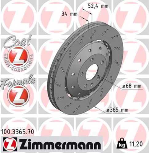 Zimmermann Brake Disc 3365 fits 2008-2012 Audi R8