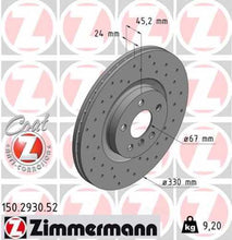 Load image into Gallery viewer, Zimmermann Brake Disc 150.2930.52 fits 2016-2022 BMW X1 / 2016-2024 BMW / Mini / 2017-2023 Mini Cooper Countryman S / 2018-2023 BMW X2 SDRIVE28I / 2020-2024 BMW 228I xDrive Gran COUPE / 2021-2024 BMW 228I Gran COUPE
