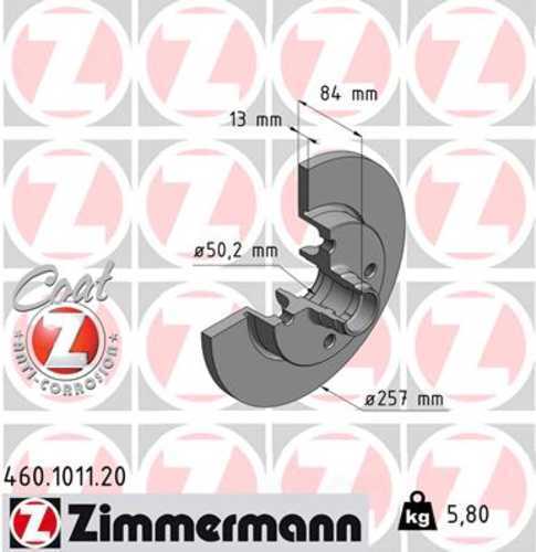 Zimmermann Coated Brake Disc 460.1011.20 fits 1977-1982 Porsche 924