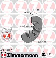 Load image into Gallery viewer, Zimmermann Coated Brake Disc 460.1011.20 fits 1977-1982 Porsche 924